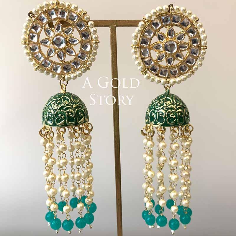 GOLNAR KUNDAN EARRINGS GREEN