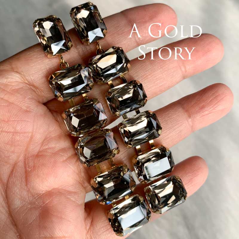 HADIA SHOWER EARRINGS TRANSPARENT BLACK