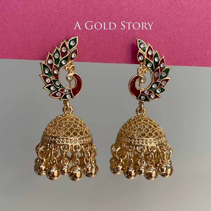 PEACOCOK JHUMKAY GOLDEN MAROON
