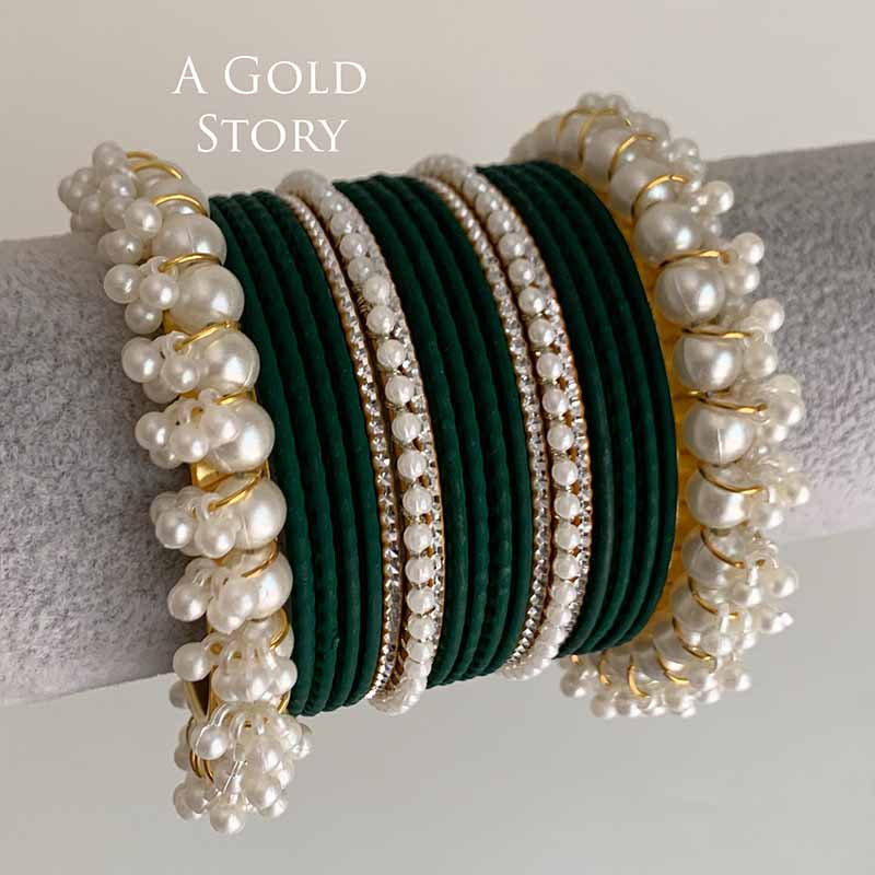 IMOGEN BANGLES SET EMERALD GREEN