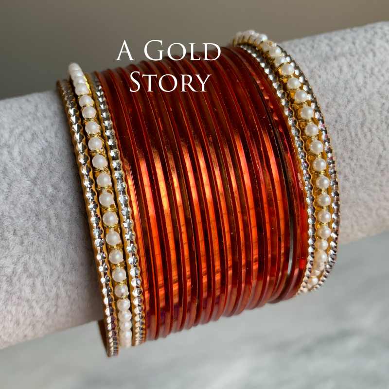 JENNA GLOSS BANGLES SET ORANGE