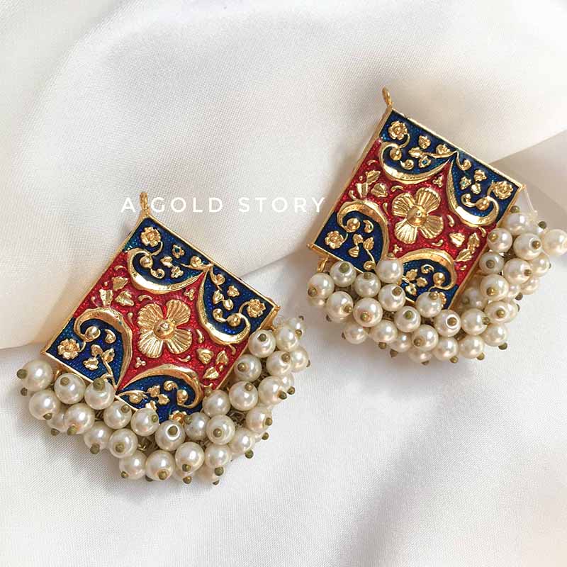 GHAZAL EARRINGS BLUE & RED