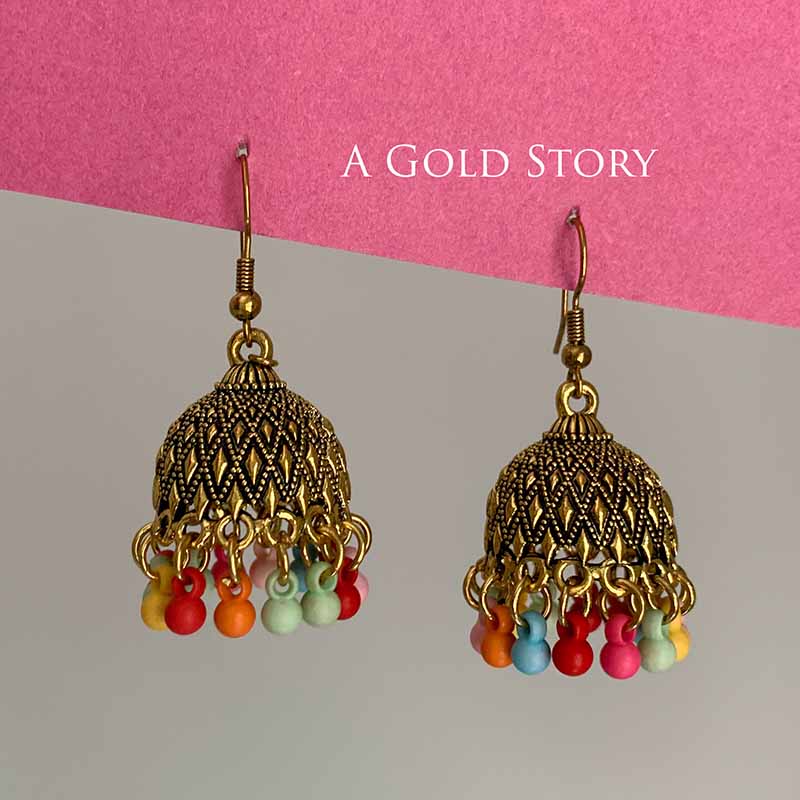 SUHA JHUMKIS GOLDEN MULTICOLOR
