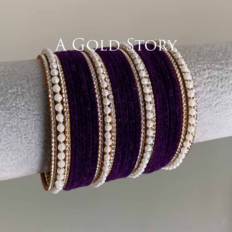 UROOJ VELVET BANGLES SET PURPLE
