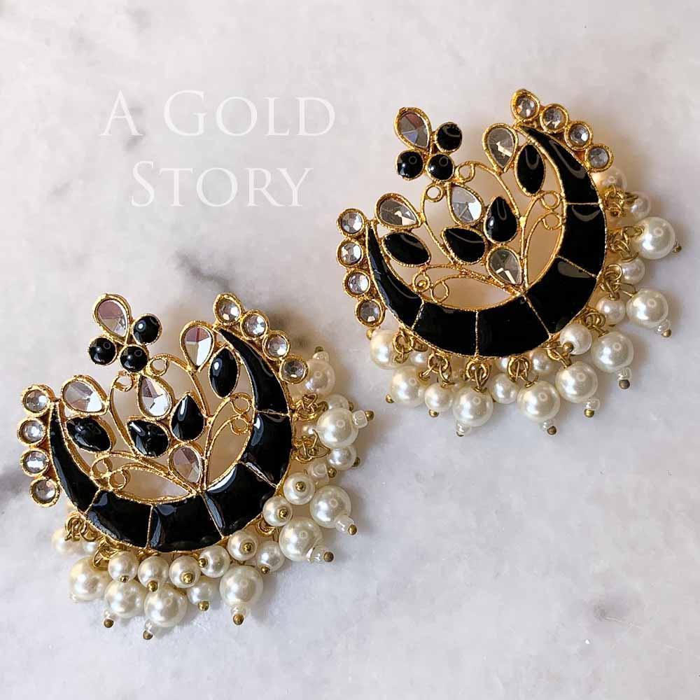 LAILA EAR STUDS AND TIKKA BLACK - Basics by A Gold Story