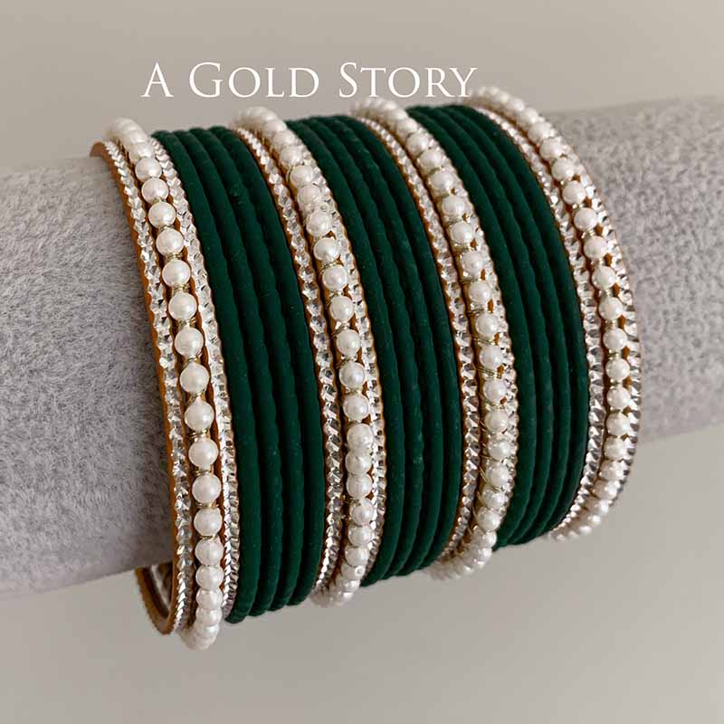AROOBA BANGLES SET EMERALD GREEN