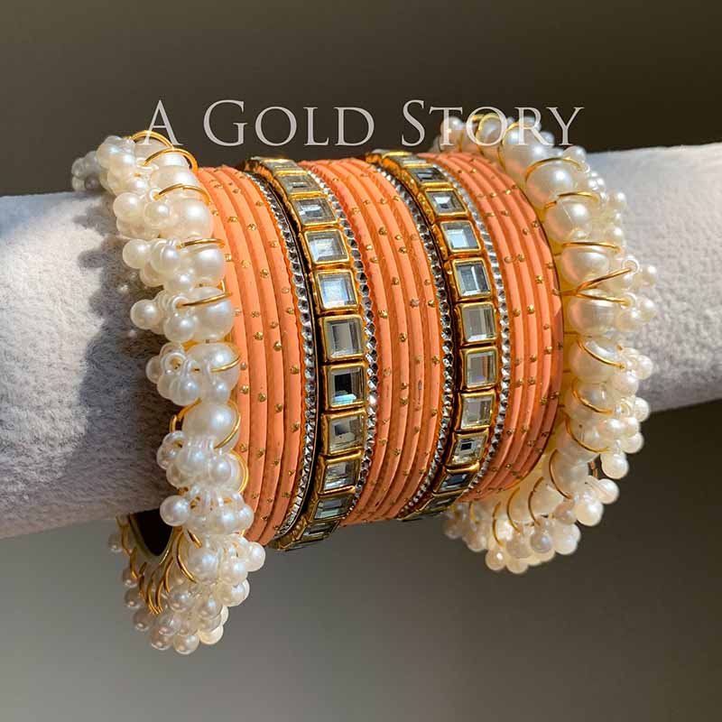 ANEESA BANGLES SET PEACH