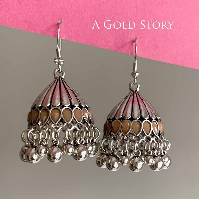 REEM JHUMKAY SILVER BEIGE