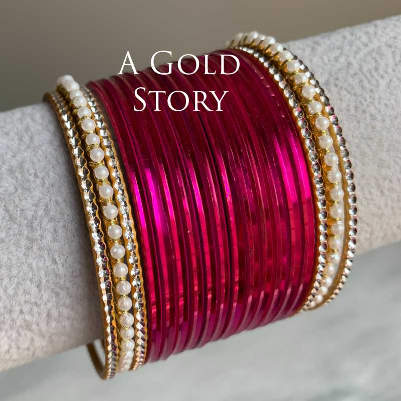 JENNA GLOSS BANGLES SET HOT PINK