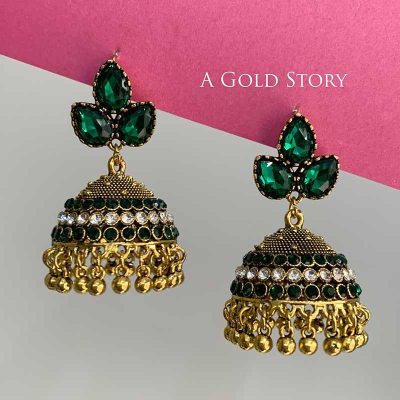 ZUMNA JHUMKAY GOLDEN GREEN
