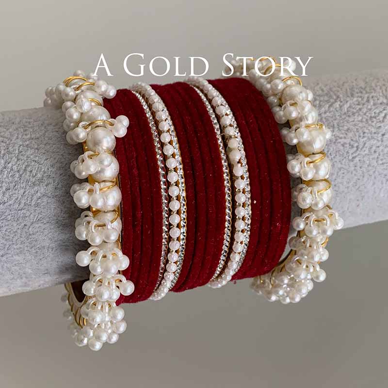 TABEER VELVET BANGLES SET MAROON