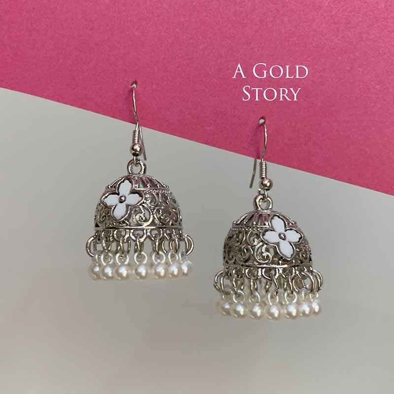 NEHA JHUMKIS SILVER WHITE