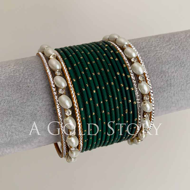 ANABIA BANGLES SET EMERALD GREEN