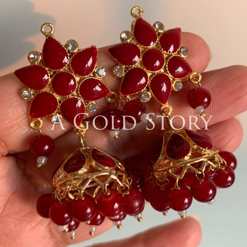 ASMARA MEENAKARI JHUMKAY MAROON