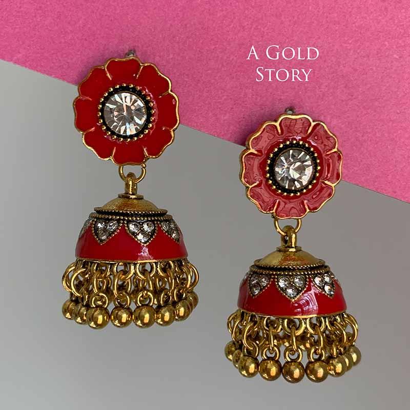 NISHA MEENAKARI JHUMKAY RED