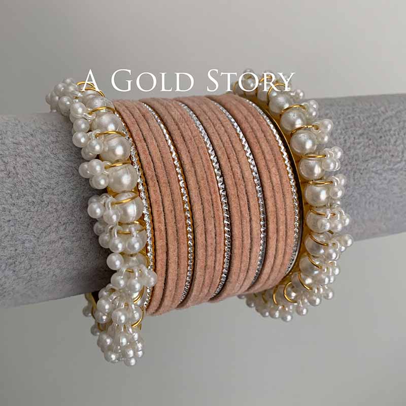 FAREEHA VELVET BANGLES SET PEACH