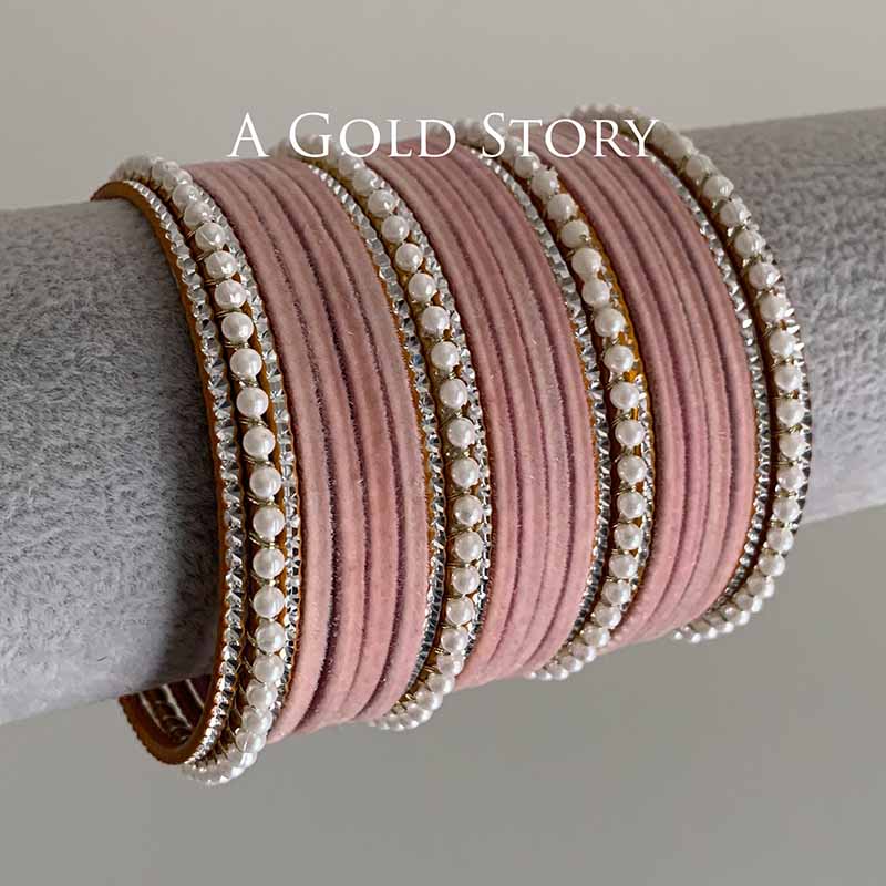 UROOJ VELVET BANGLES SET BABY PINK