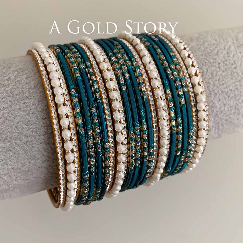 KINSLEY BANGLES SET TEAL/ ZINC