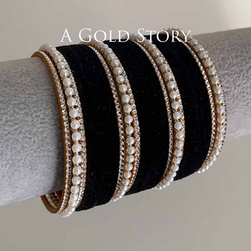 UROOJ VELVET BANGLES SET BLACK