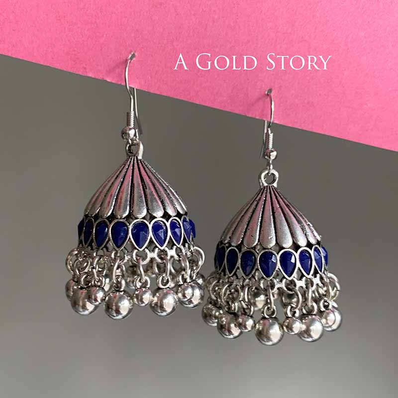 REEM JHUMKAY SILVER BLUE