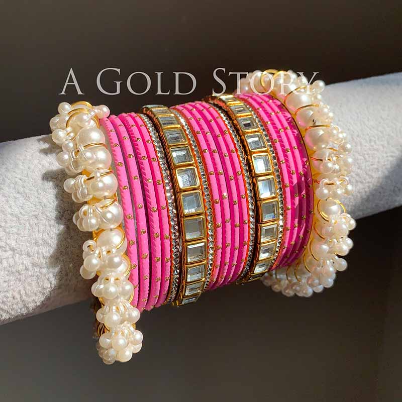 ANEESA BANGLES SET BABY PINK