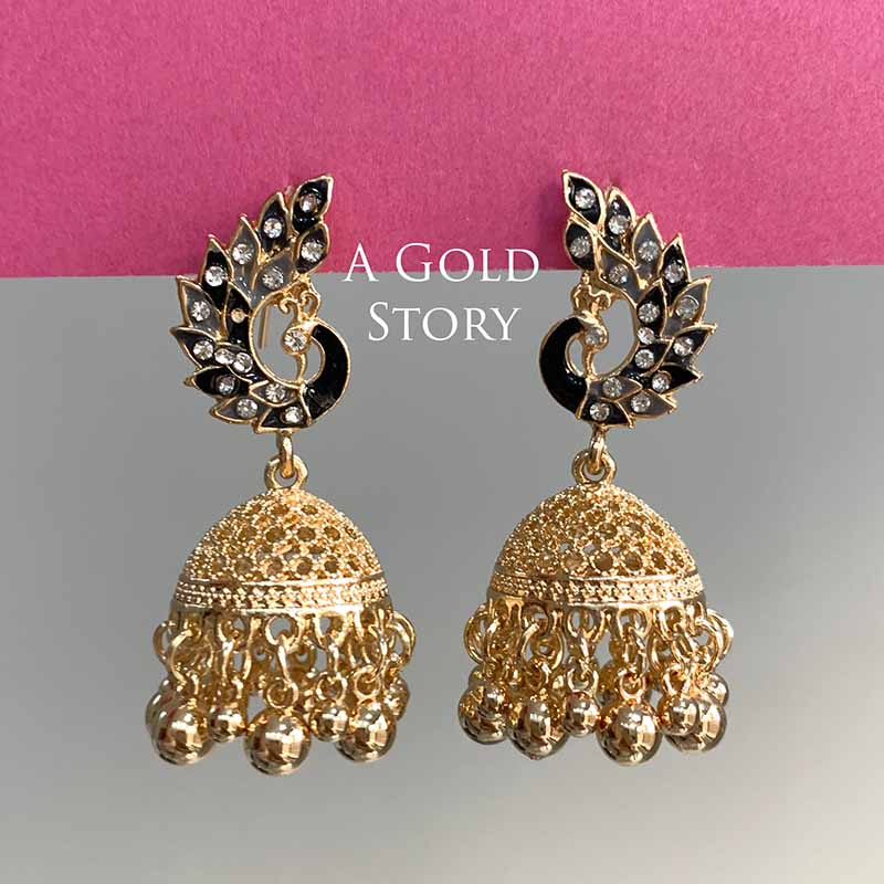 PEACOCOK JHUMKAY GOLDEN BLACK