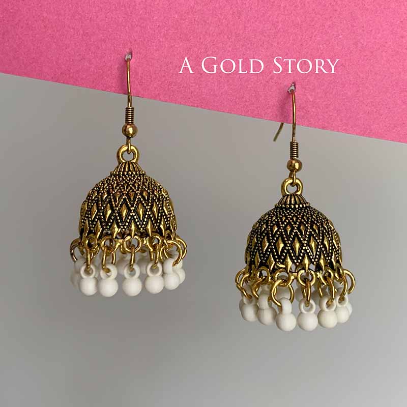 SUHA JHUMKIS GOLDEN WHITE