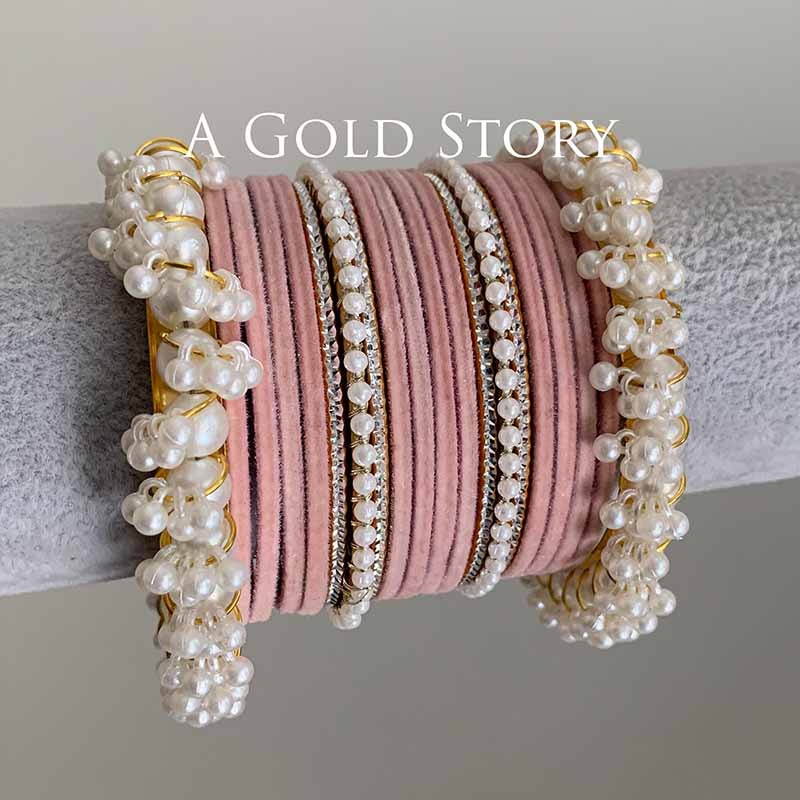 TABEER VELVET BANGLES SET BABY PINK