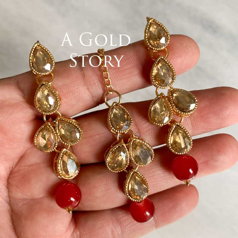 TABINA NECKALCE/ CHOKER SET RED/ MAROON