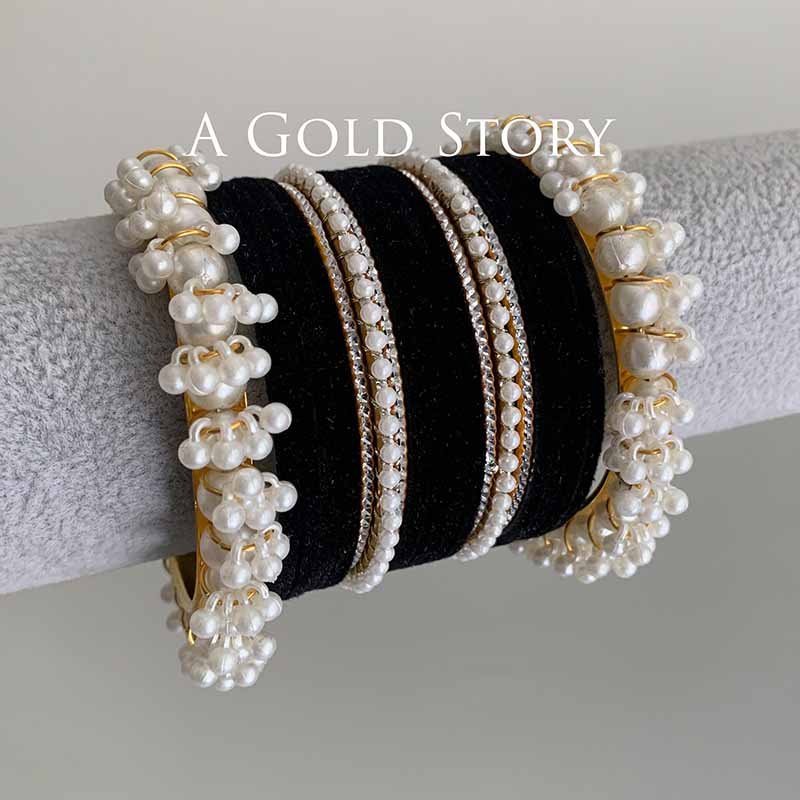 TABEER VELVET BANGLES SET BLACK