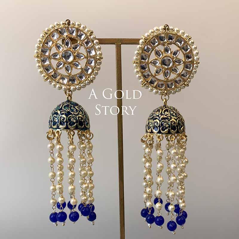 GOLNAR KUNDAN EARRINGS BLUE