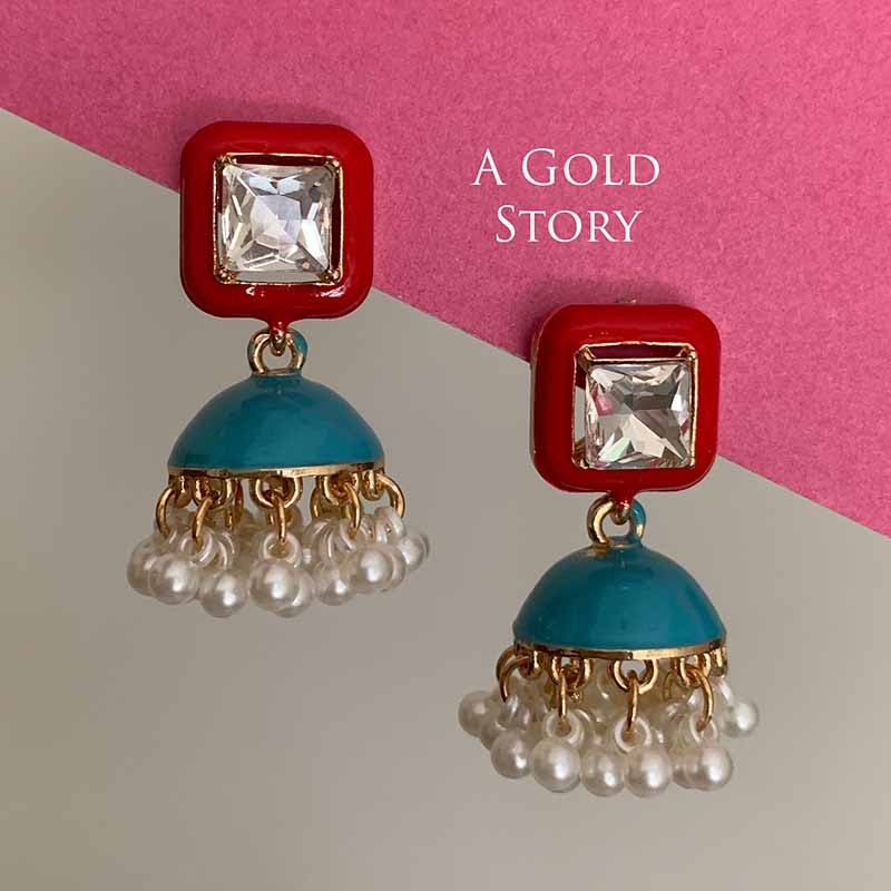 CUTIE JHUMKI RED AND FEROZI