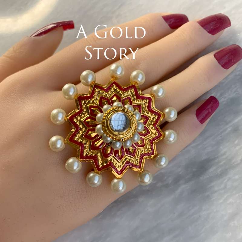 AKLEEMA KUNDAN RING MAROON