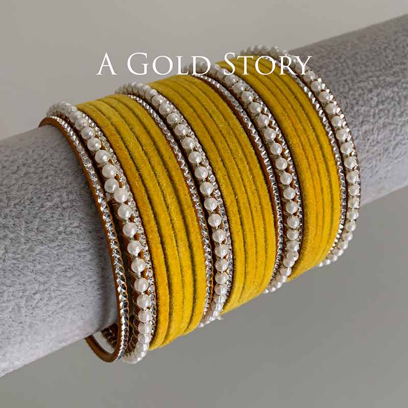 UROOJ VELVET BANGLES SET YELLOW
