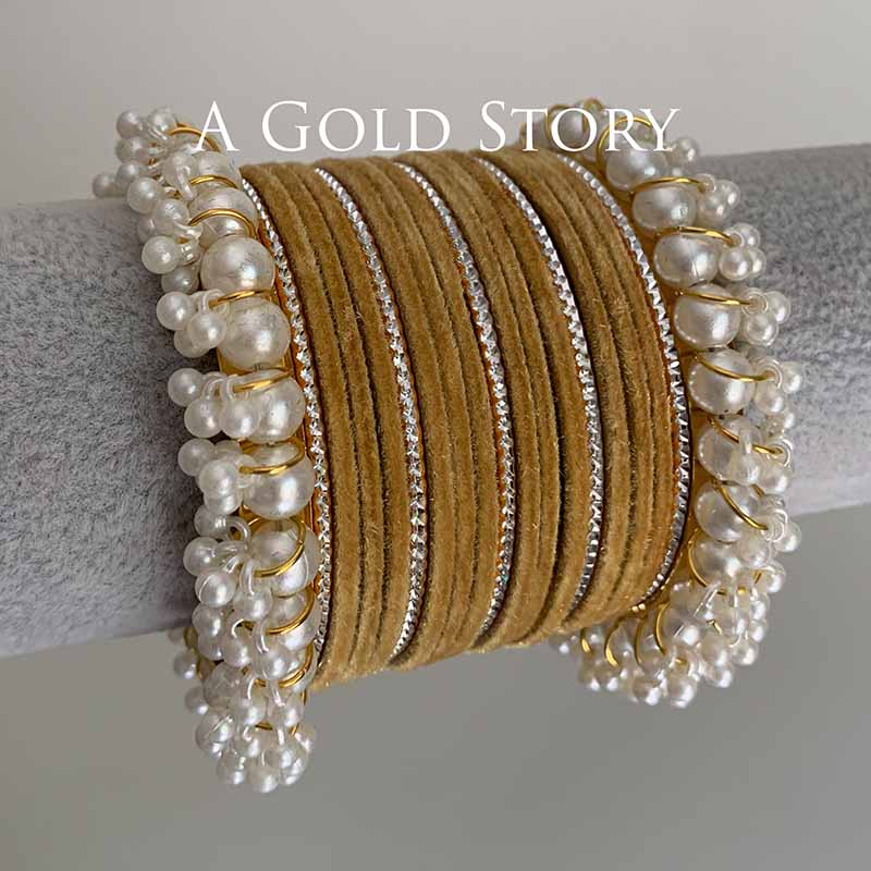 FAREEHA VELVET BANGLES SET BEIGE