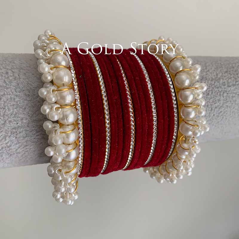 FAREEHA VELVET BANGLES SET MAROON