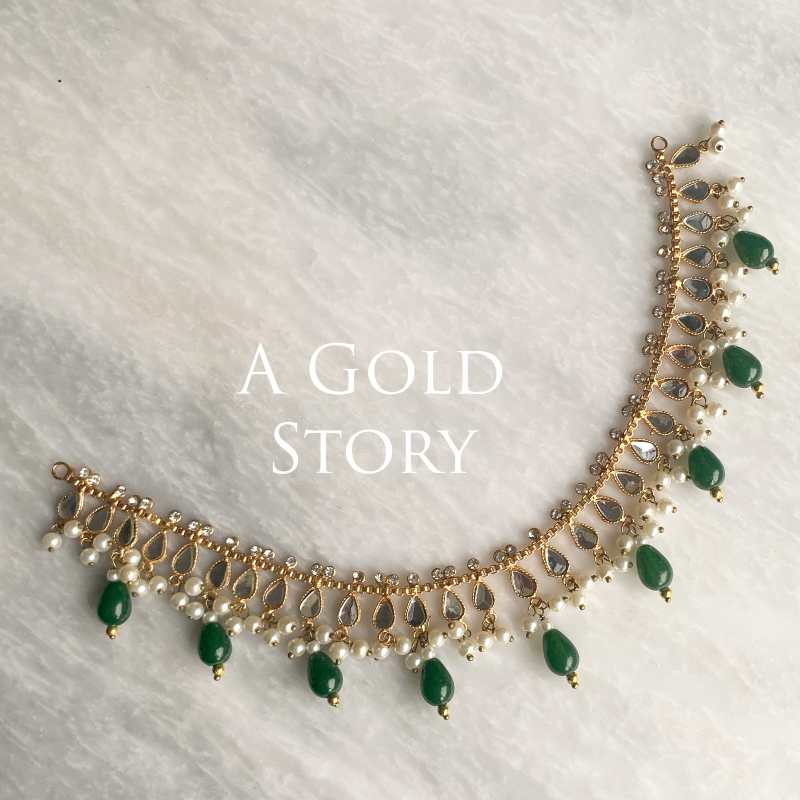 OLKA KUNDAN NECKLACE EMERALD GREEN