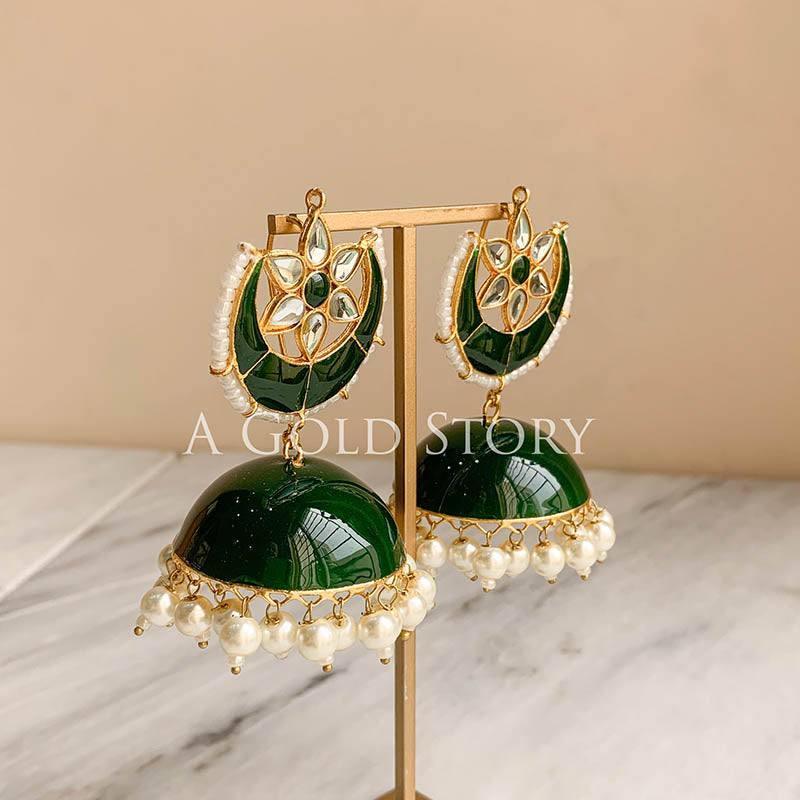 CHANDA JHUMKAY GREEN - A GOLD STORY