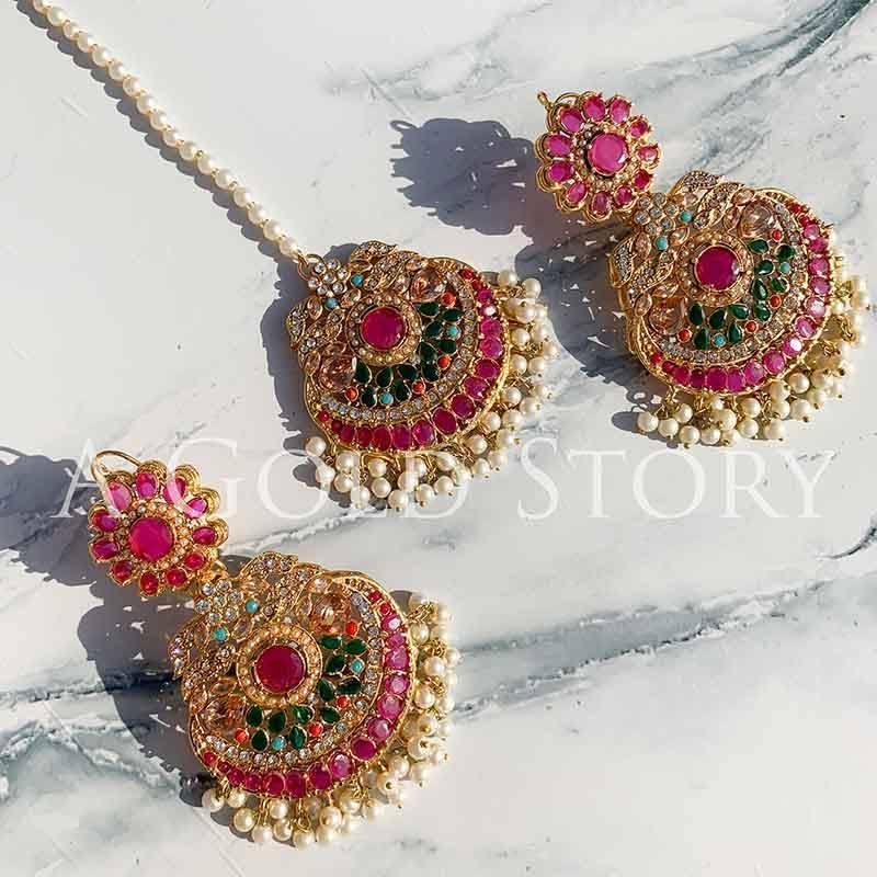 SHANZAY EARRINGS, TIKKA PINK - A GOLD STORY