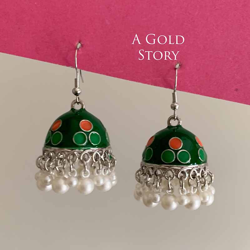 HUSN JHUMKAY EMERALD GREEN