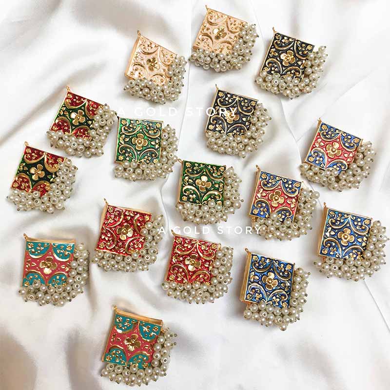 GHAZAL EARRINGS GREEN & RED