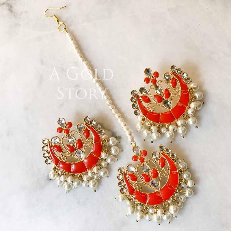 LAILA EAR STUDS AND TIKKA ORANGE - Basics by A Gold Story