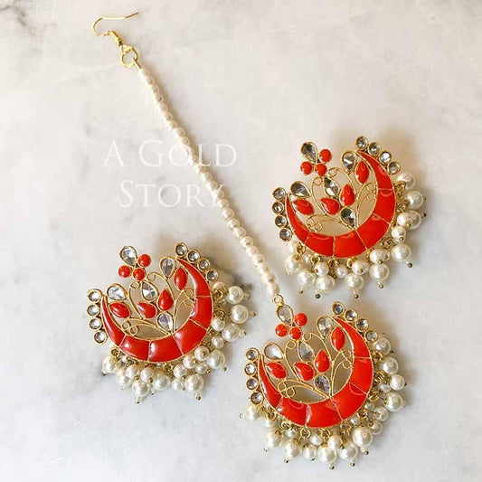 LAILA EAR STUDS AND TIKKA ORANGE - Basics by A Gold Story