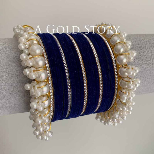 FAREEHA VELVET BANGLES SET BLUE