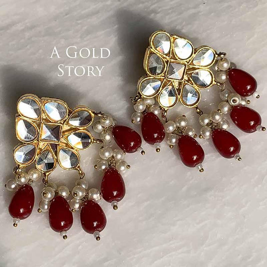 ANJALI KUNDAN STUDS MAROON/ RED