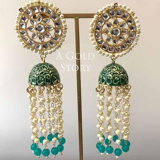 GOLNAR KUNDAN EARRINGS GREEN