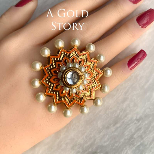 AKLEEMA KUNDAN RING ORANGE