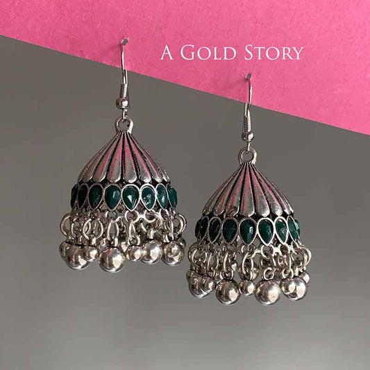 REEM JHUMKAY SILVER GREEN