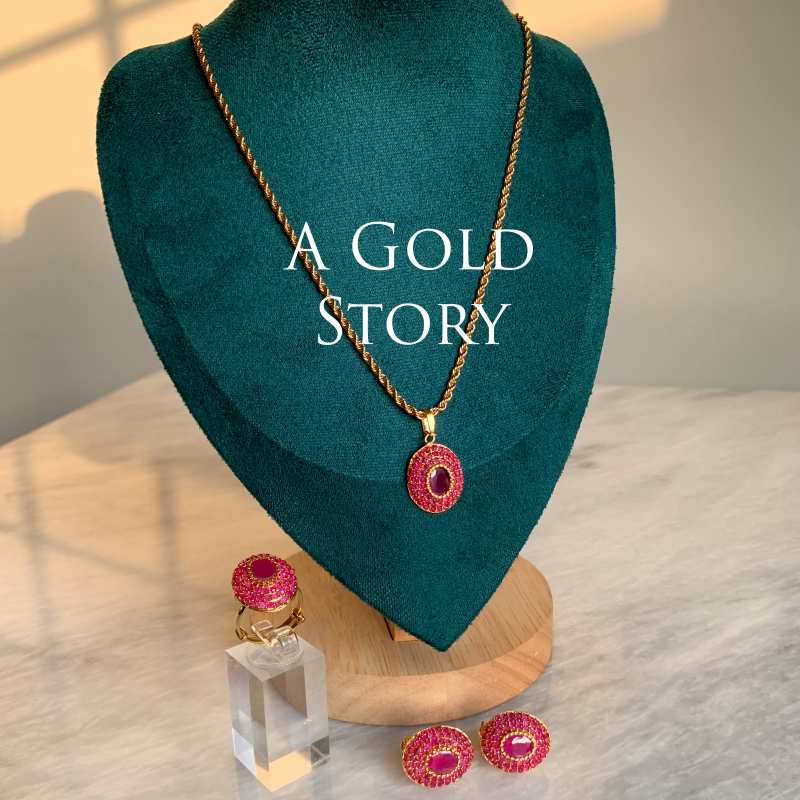 AFRA PENDANT SET RUBY