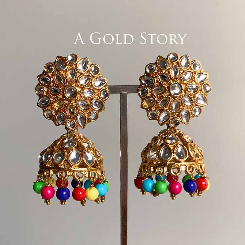 LYDIA JHUMKAY & TIKKA GOLDEN MULTICOLOR
